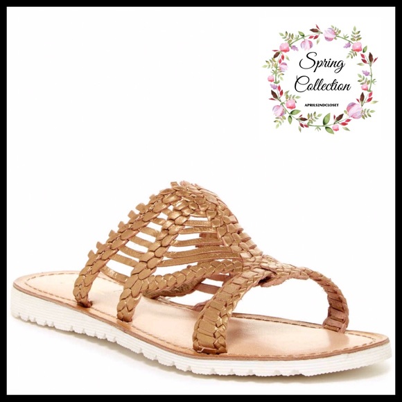 rebels Shoes - METALLIC LEATHER WOVEN FLATS SANDALS